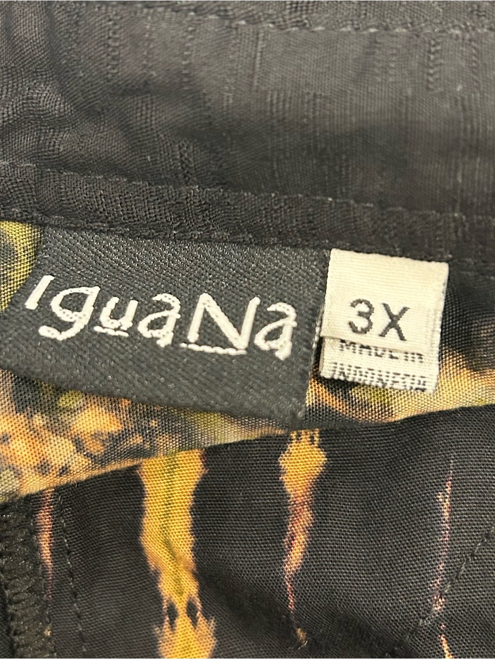 Iguana green and black tie dye high low long tunic top 3X - Picture 7 of 8